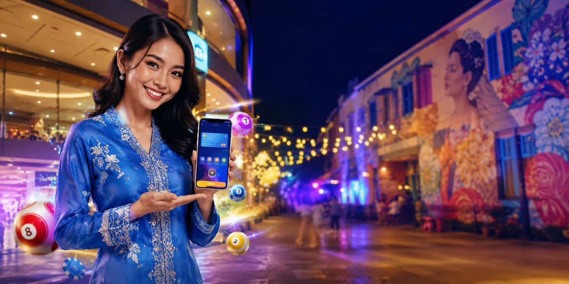 Pengguna berbaju kurung mengakses platform loteri di Pulau Pinang Malaysia
