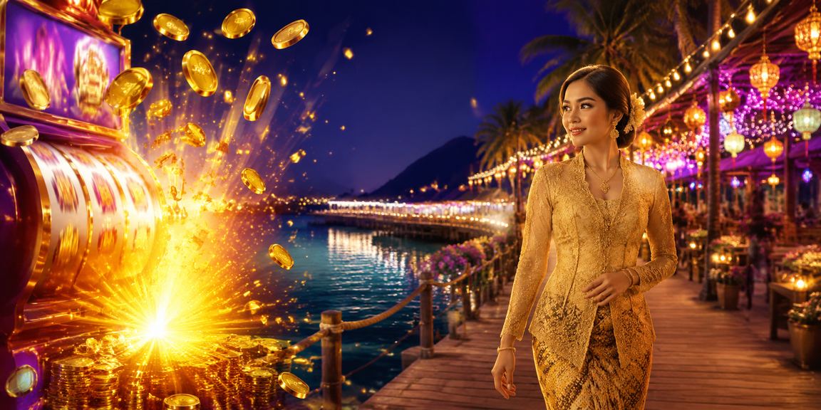 Pemain wanita berbaju kebaya bermain permainan slot di Sabah Malaysia