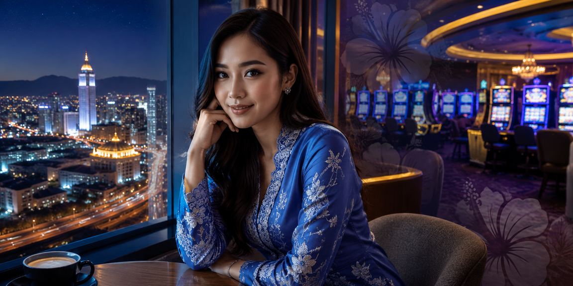 Wanita berbaju kurung mengunakan aplikasi kasino di Seremban Malaysia
